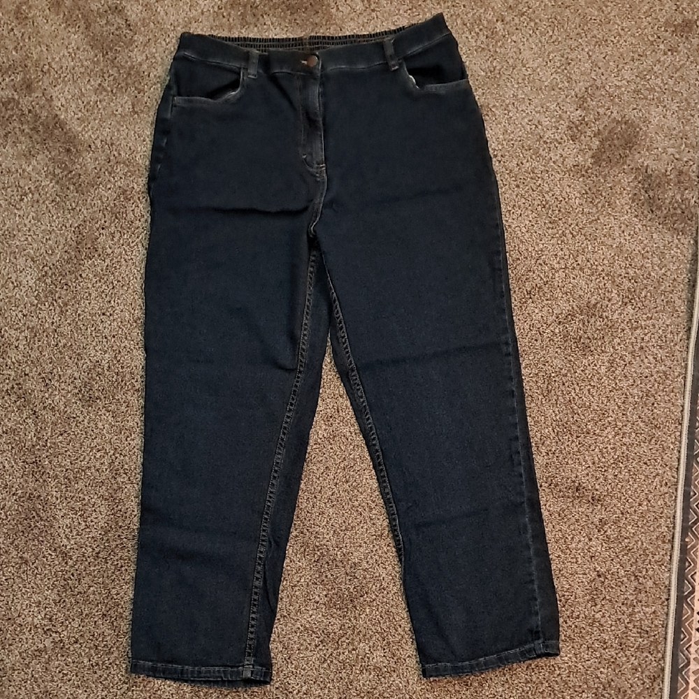 Blair Women's Elastic Waist Zip Up Blue Jeans 14P